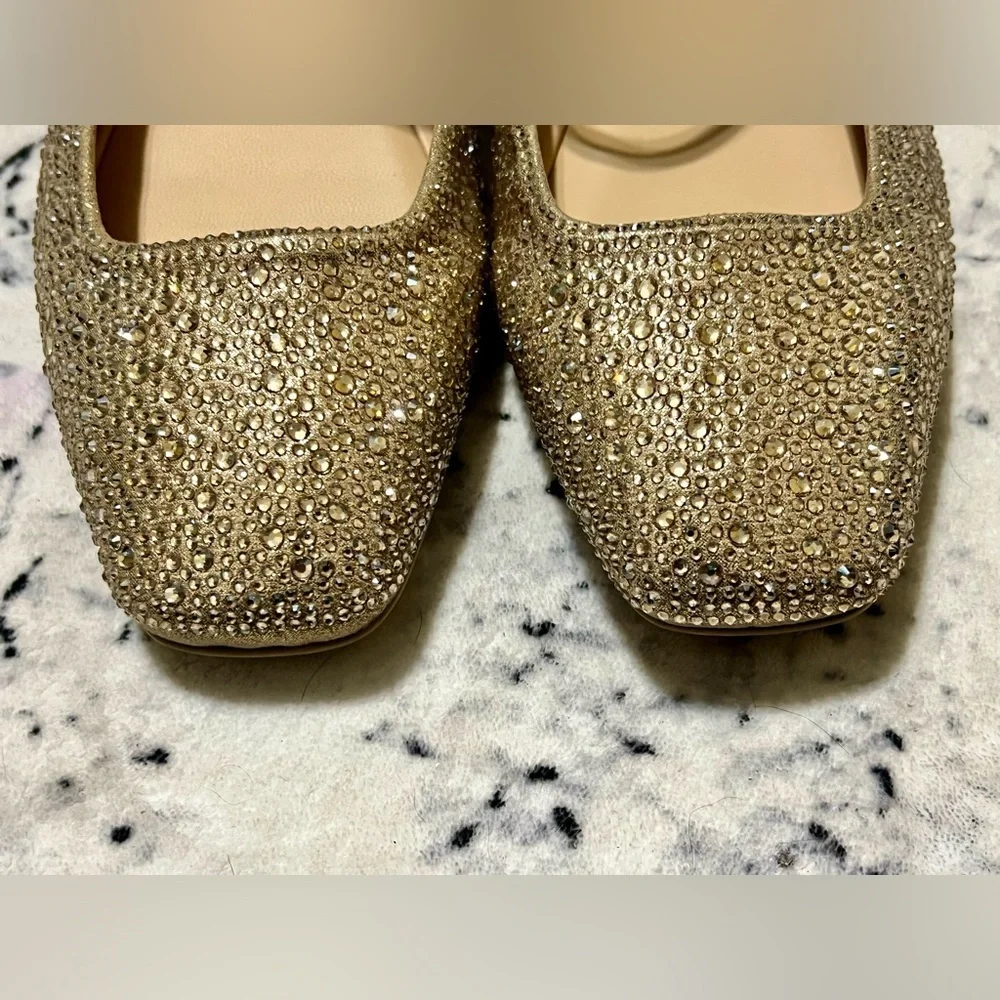 Dolce Vita Reyes Crystal Ballet Flats - Gold 9.5 NEW